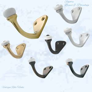 Sceptre Brass & Porcelain Hook 45mm high (x70mm) 7 Finishes