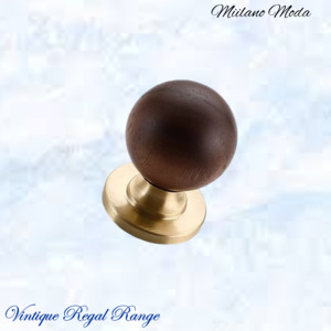 "Milano Moda" Brass & Walnut cabinet / Drawer Knob-25mm Dia-NEW