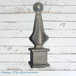 Vintage Metal Hardware: Cast Spire Ball Regal cross 100mm Long-plain finish (pre-loved)-17mm SQUARE internal hole
