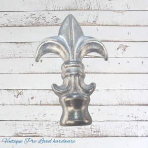 Vintage Metal Hardware: Cast steel Final Fleur de lis 103mm Long-chome finish (pre-loved)