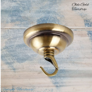 Teardrop Ceiling Rose Cover Plate Lamp ,chandelier, plant Hook-Olde Gold