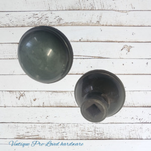 Plastic antique doon knob ribbed Greenish 44mm (pair)