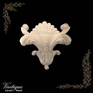 Wood Carved Appliques And Onlays: Scallop Flourish Wood Furniture medallion 101mm x 95mm-New