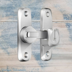 Vintage Metal Furniture Hardware Decorative Embelleshments: 90 degree Right Angle Door Latch (Large) Stainless Steel SILVER-73mm High
