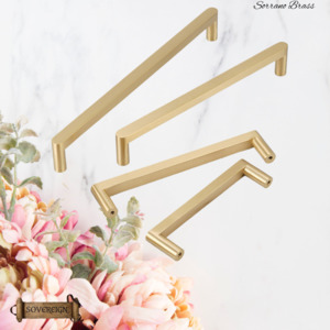 Vintage Metal Hardware: "Sorrano" Sovereign Brushed Brass cabinet D-Handle Pulls -5 sizes