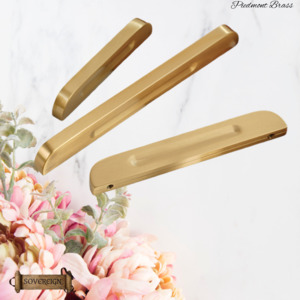 Vintage Metal Hardware: "Piedmont" Sovereign Solid Brushed Brass cabinet Reccessed Grip handles (4 sizes)