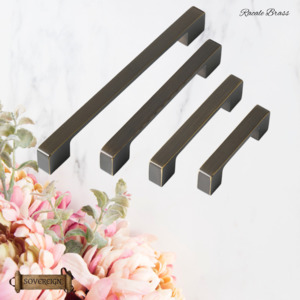 Vintage Metal Hardware: "Racale" Sovereign lovely Antiqued Brass cabinet D-Handle Pulls -5 sizes