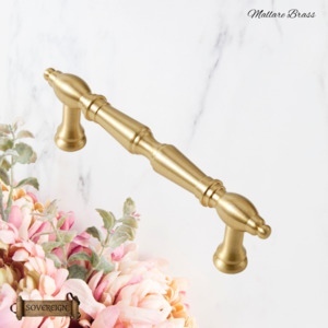 Vintage Metal Hardware: "Mallare" Sovereign Brushed Brass cabinet T-Bar Handles -5 Sizes