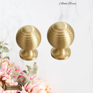 Vintage Knobs For Drawers And Cabinets: "Alonte" Sovereign beehive Brushed Brass cabinet/Drawer Knob-2 Sizes