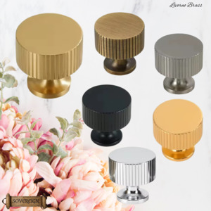 "Livorno"Sovereign Striped Brass Large cabinet / Drawer Knob 35mm dia-6 finishes