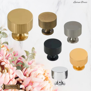 "Livorno"Sovereign Striped Brass small cabinet / Drawer Knob 28mm dia-6 finishes