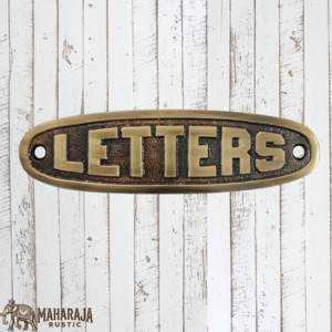 Rustic antique Brass LETTER Sign 132mm x 36mm (MAJ-812)