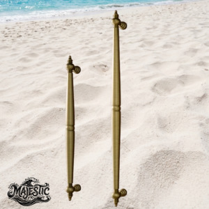 Vintage Metal Hardware: Lyon antique brass Long Pull door handle 457mm-609mm