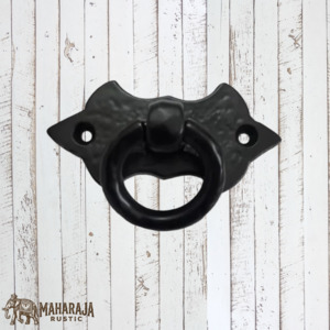 Vintage Knobs For Drawers And Cabinets: Cast Iron Rectangle Fleur De Lis Ring drop 82 x 39mm(MAJ-859)