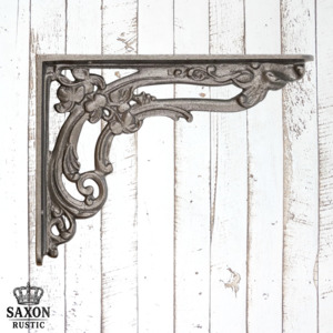 Brackets For Hanging Shelves And More: Premium Clear Lacquered Leaf & Branch Cast iron shelf bracket 203x154mm