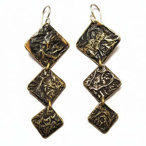 Lower Price Point Reticulated Brass: Reticulated Brass Triple Papa Earrings