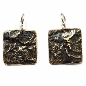 Lower Price Point Reticulated Brass Wholesale: E27 - Reticulated Brass Square Papa Earrings WHOLESALE