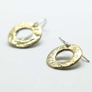 Lower Price Point Reticulated Brass: Reticulated Brass Pīrori earrings