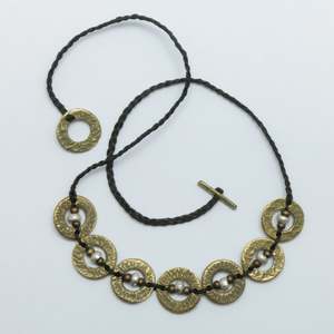 Lower Price Point Reticulated Brass Wholesale: N22 - 7 piece Brass/Silver Āmionga Necklace - WHOLESALE