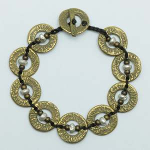 B7 - Brass/Silver Āmionga Bracelet - WHOLESALE