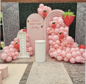 Products: Baby one 1st birthday party strawberry theme decoration package In Aucklan just joy events