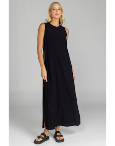 Embraced As One Dress (Black w Black/White Stripe Sideseam) - Dresses : Just Loo&hellip;