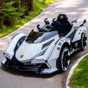 Toys: Kids 12V White Ride-On Car – 4WD, Leather Seat, Remote | NZ Stock