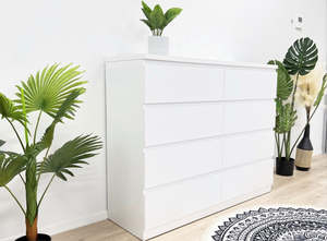 8 Drawer Chest of Drawers – White MDF Storage Cabinet 110cm | NZ Stock | Overn&hellip;