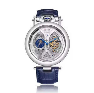 KiwiPro Luxury 49mm Automatic Skeleton Men’s Watch – Moon Phase, Blue Leathe&hellip;