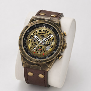 KiwiPro Vintage Skeleton Automatic Men’s Watch – Bronze Leather Mechanical W&hellip;