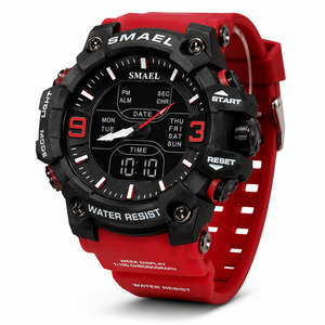 Men’s Military Sports Watch 49mm Big Face Digital & Analog LED Waterproof Red &hellip;