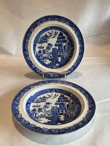 Two Antique Wedgwood Willow Plates