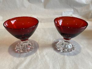 Anchor Hocking Ruby Red Bubble-footed Dessert Cups