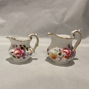 Pottery Glass: Two Royal Crown Derby Posies Jugs 7.5cm and 9cm