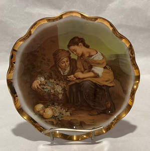 Murillo The Little Fruit Seller Glass Plate with Gold Scalloped Edge
