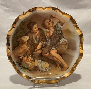 Vintage Finds: Murillo The Pie Eater Glass Plate with Gold Scalloped Edge