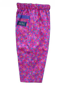 New Zealand Made: Kids Kaper girls trousers - cerise spots