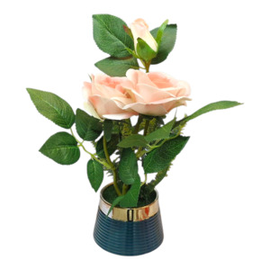 Home Decorations: Artificial Rose 🌹 Flowers with Vas 25 cm tall