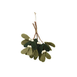 Christmas Decoration: Felt Mistle toe Branch Green