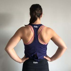 Tops: Tie Singlet - Navy