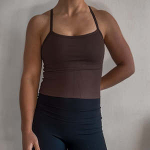Tops: Y-Back Tank - Choc Brown
