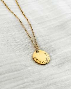 Custom 17mm Pendant Necklace (Tiny Curved Font)