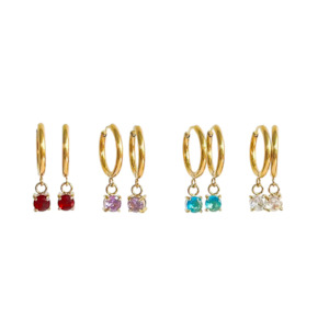Birthstone Hoop Earrings