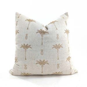 Cushions: Cushion Cover - Palm Tree Natural and Gold Square