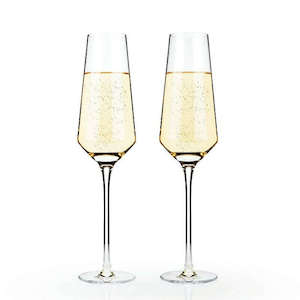 Raye Angled Crystal Champagne Flutes Set of 2