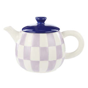 Teapots: Check Teapot 700ml Lilac & Navy