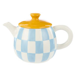 Teapots: Check Teapot 700ml Blue & Orange