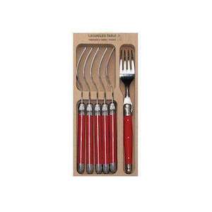 Debutant Cake Fork Set of 6 Bright Red