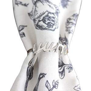 Table Linen: Napkin Ring Yum Silver