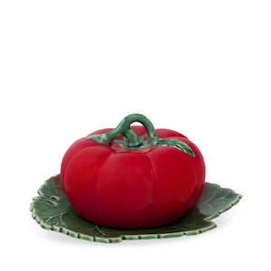 Butter Dishes: Tomato Butter Dish with Cover